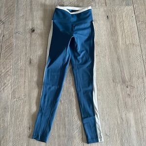 Splits 59 blue, gray and white high stripe waisted spandex leggings size xs